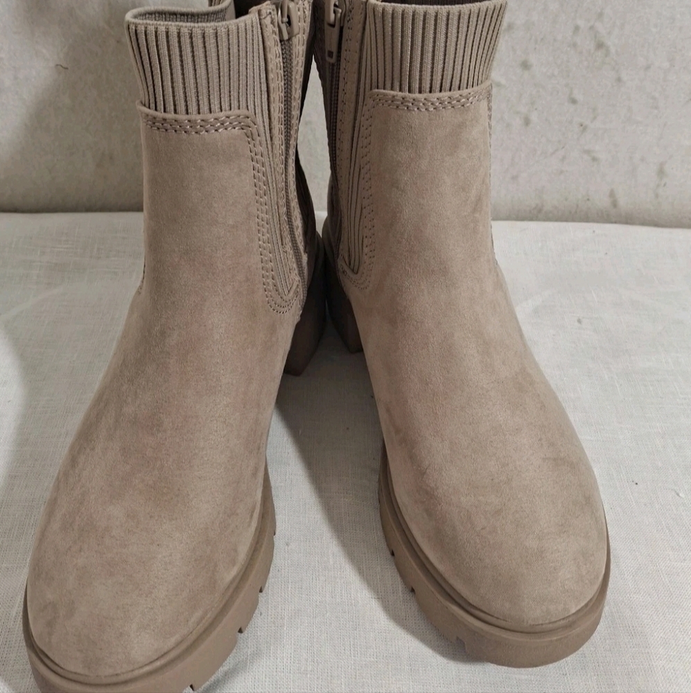 KLIK Beige Suede Ankle Booties.New
